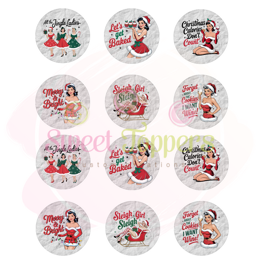 Retro lady Christmas - Icing images (12)