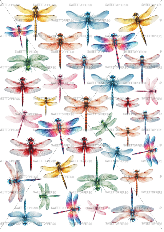 Colourful Dragonflies - Pre-cut wafer images