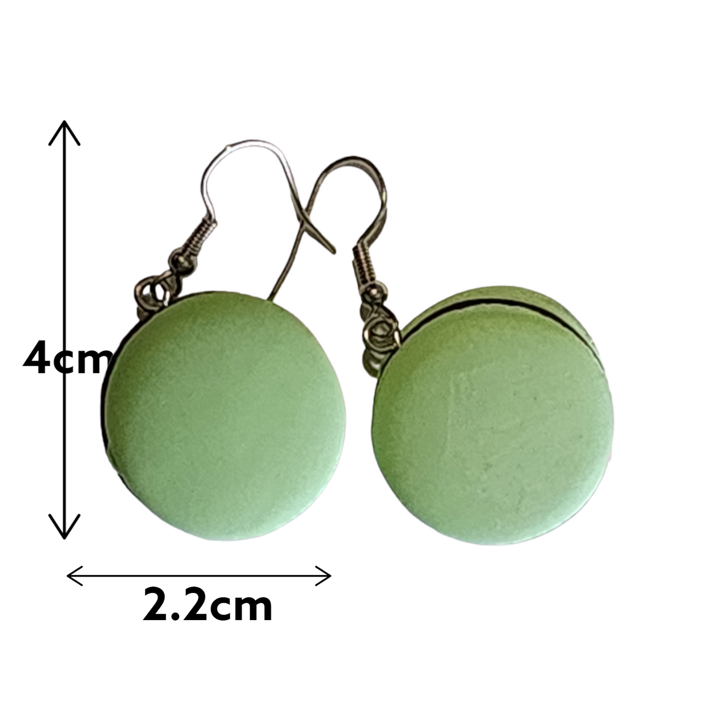 Mint chocolate macaron drop earrings