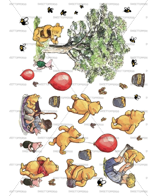 Classic Pooh Bear scene Set 1 - Edible Icing Stickers