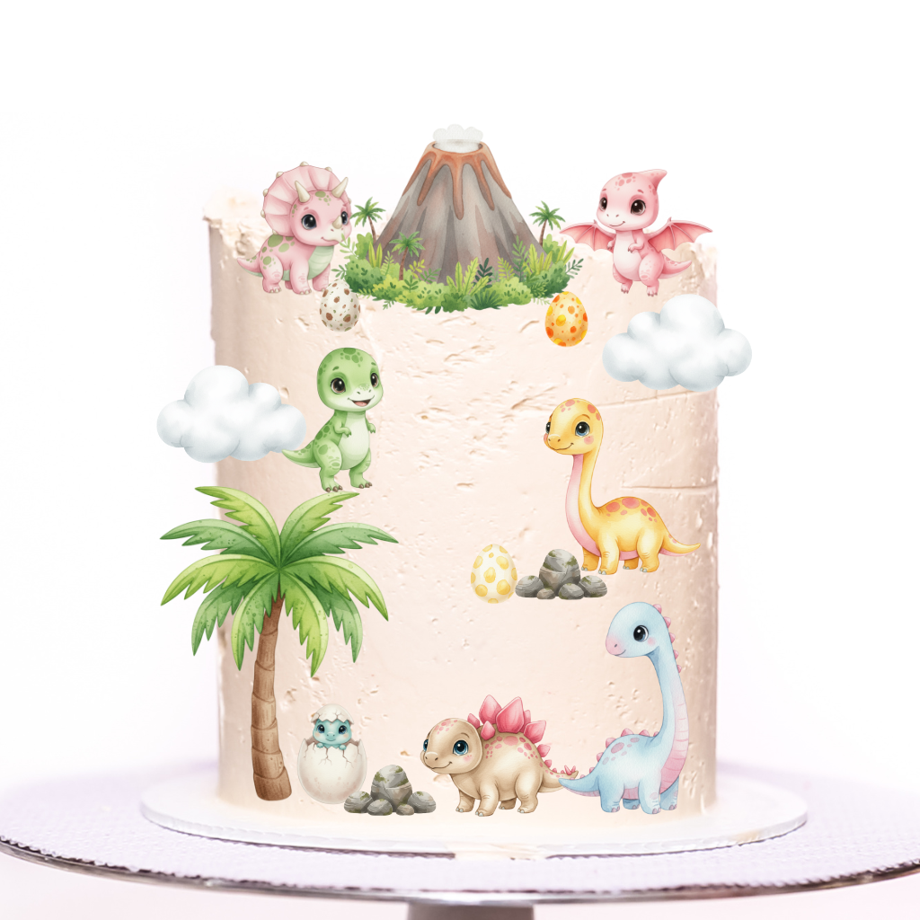 Dinosaur edible image pre-cut sticker scene