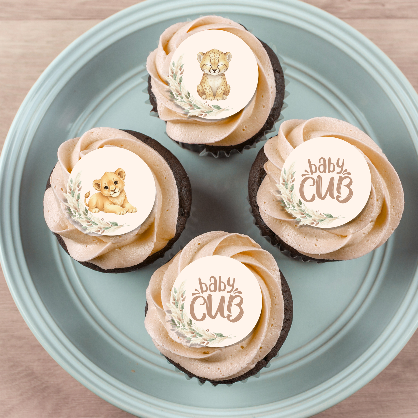 Baby lion cub pre-cut edible icing circles