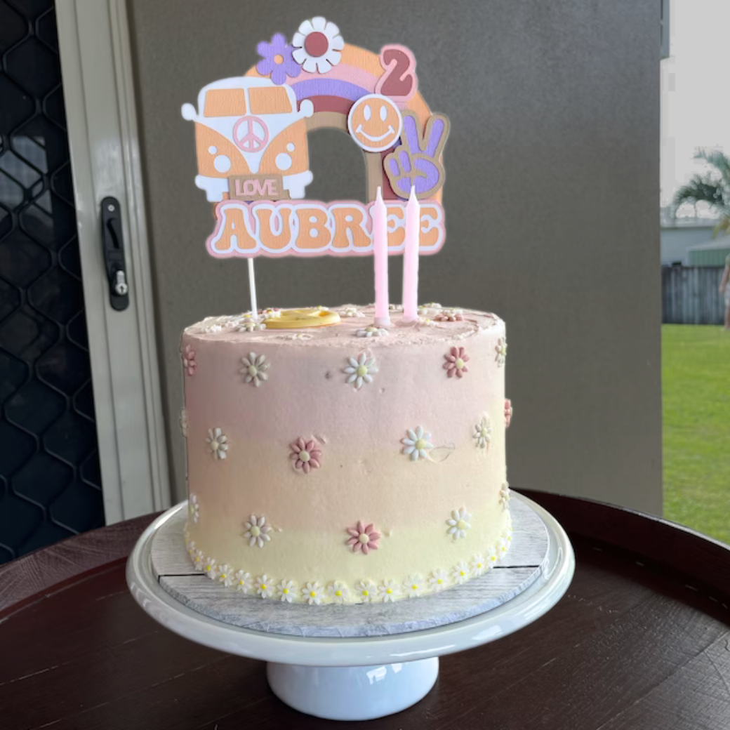 Rustic fondant  Daisies - Pink, white, beige