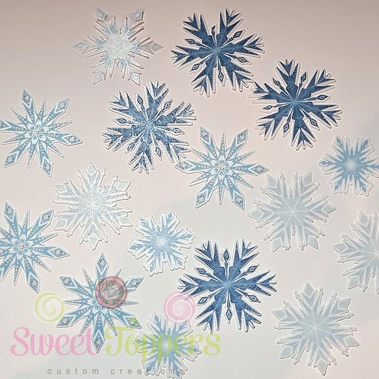 Snowflakes - Blue/white Pre-cut wafer Snowflakes