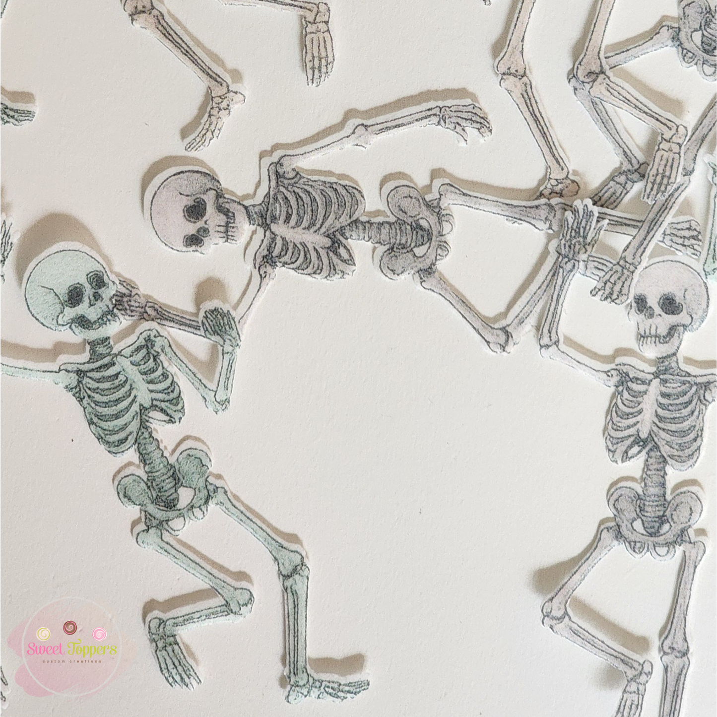 24 Pre-cut edible dancing skeletons - pastel