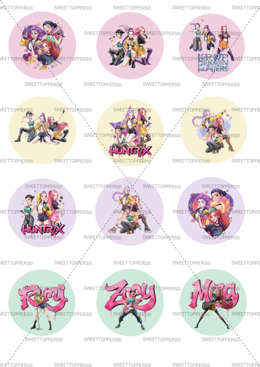 Huntrix K-pop 12 cupcakes Icing images