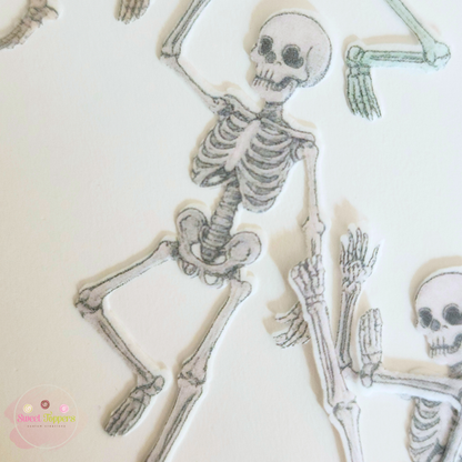 24 Pre-cut edible dancing skeletons - pastel