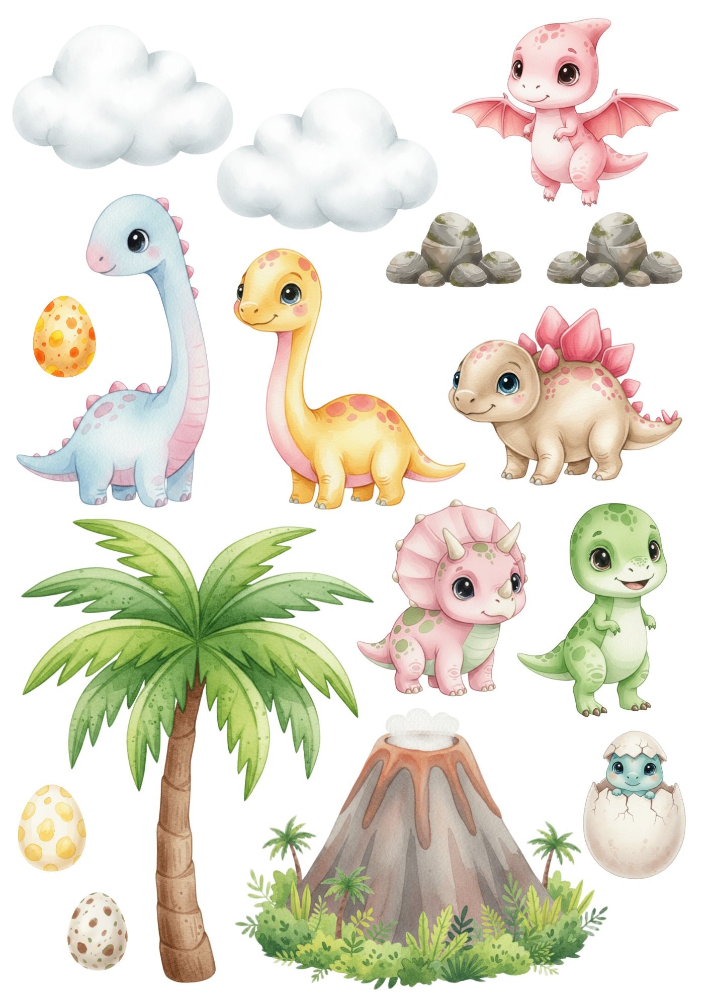 Dinosaur edible image pre-cut sticker scene