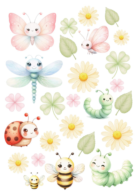 Cute Bug garden - pre-cut edible icing stickers