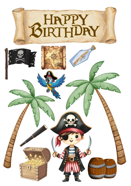 Pirate Birthday - pre-cut edible icing stickers