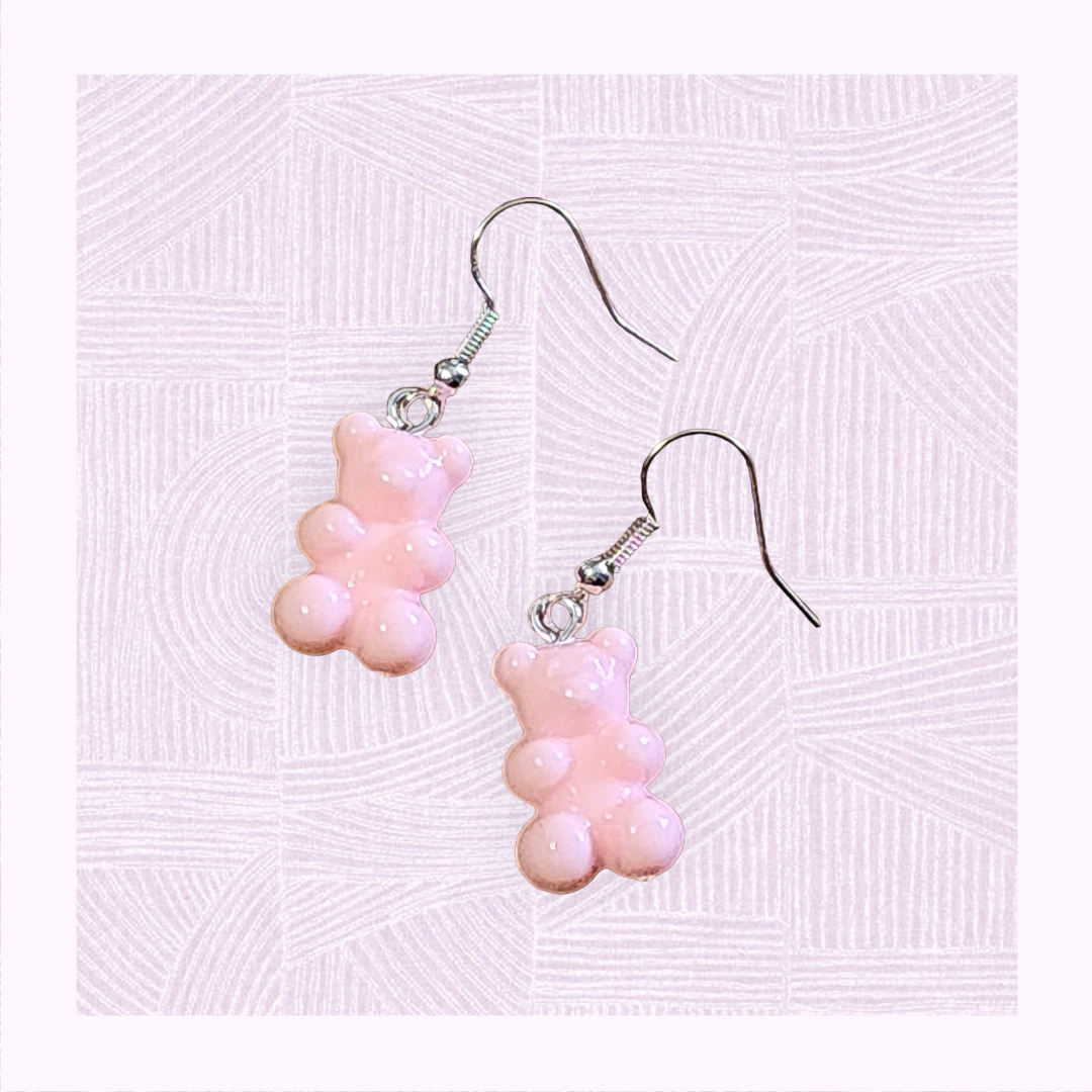 Gummi bear cream drop earrings