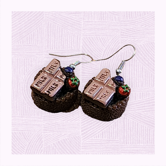 Decadent chocolate cake earrings