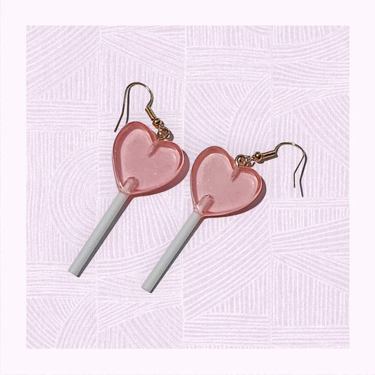 Heart candy pop dangle earrings