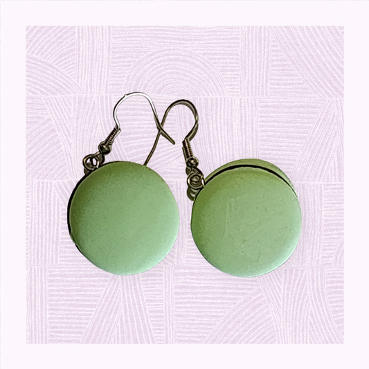 Mint chocolate macaron drop earrings