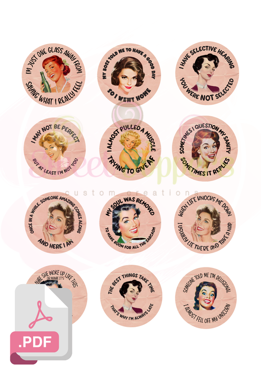 Retro Sassy Sarcastic Woman images - Digital
