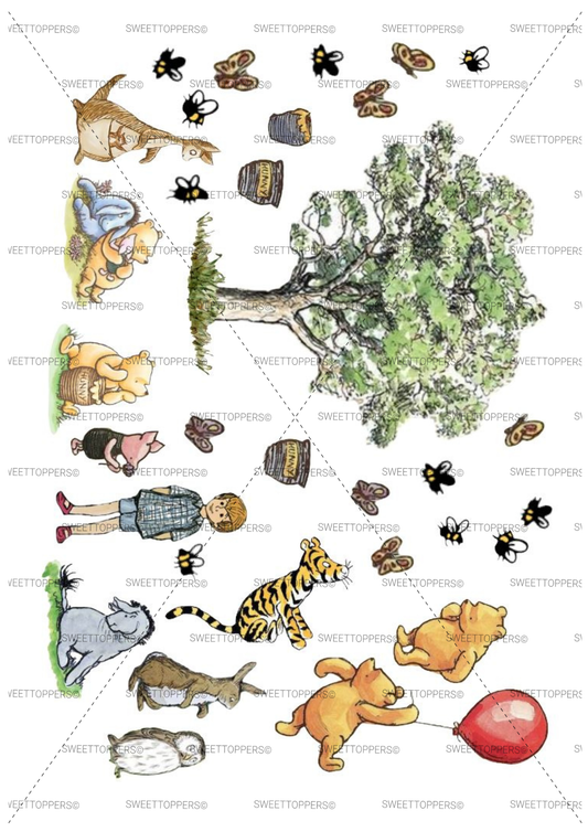 set #2 Pre-cut Winnie the Pooh Bear and friends - Icing stickers