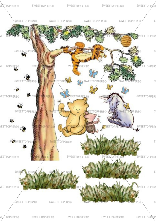 Classic Tigger in the Hunny Tree scene Pooh Bear - Edible Icing Stickers