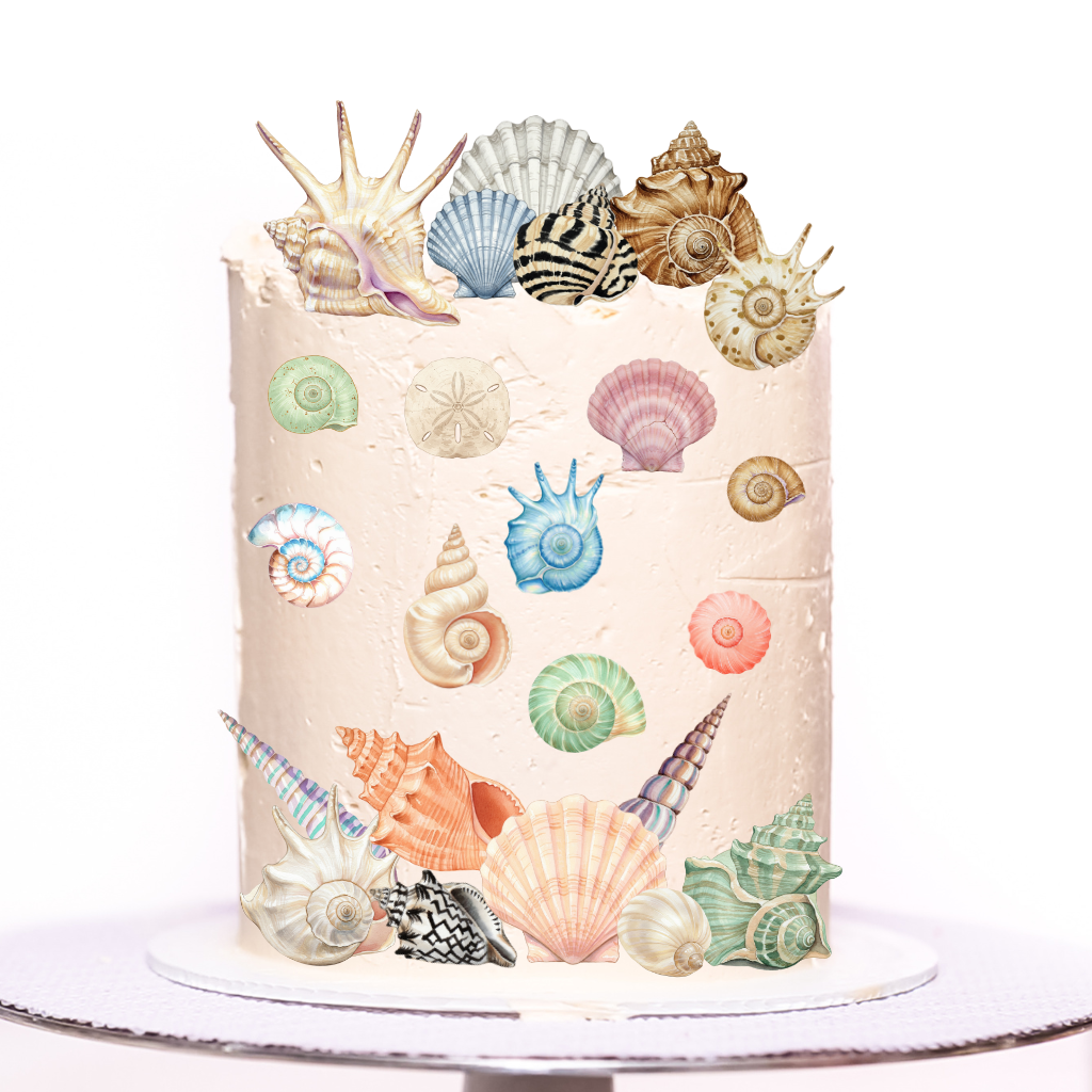 Seashells collection - pre-cut edible icing stickers