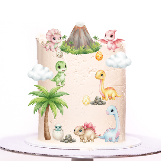 Dinosaur edible image pre-cut sticker scene