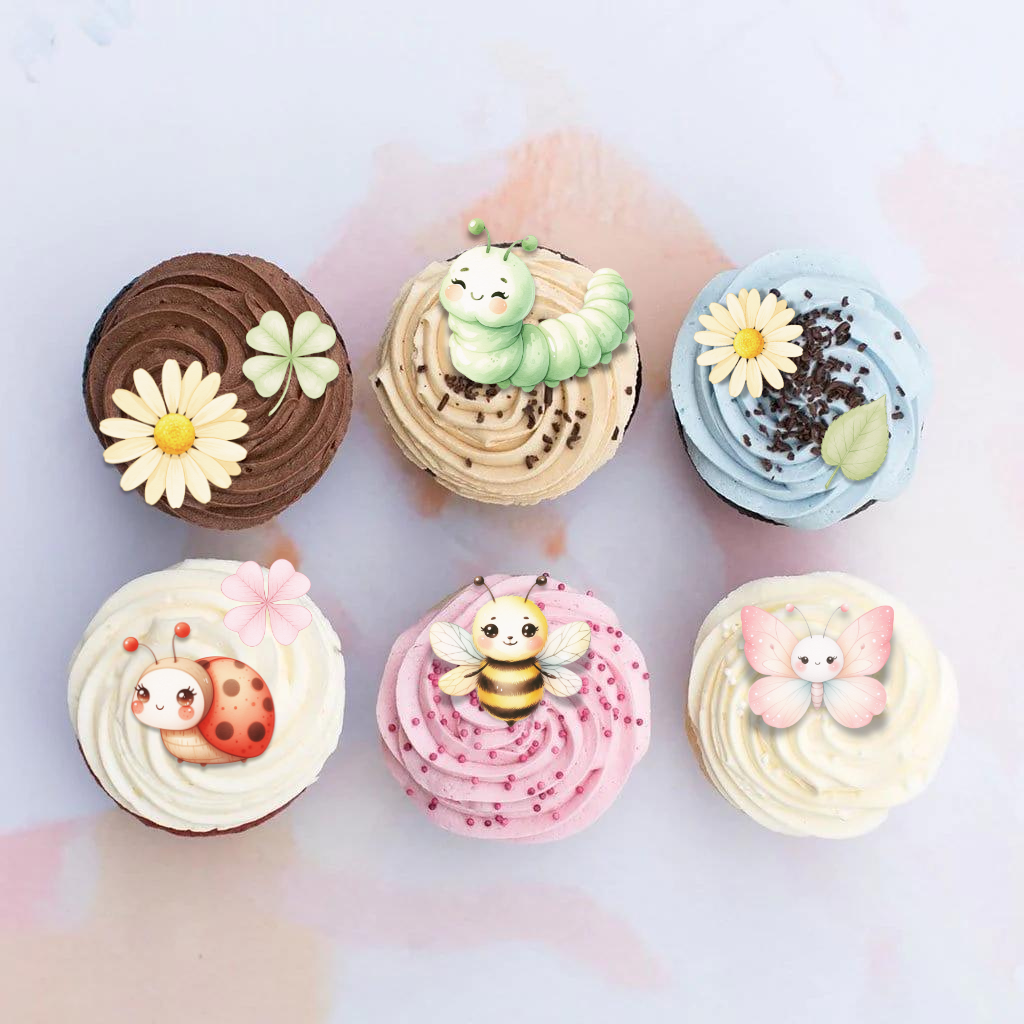 Cute Bug garden - pre-cut edible icing stickers
