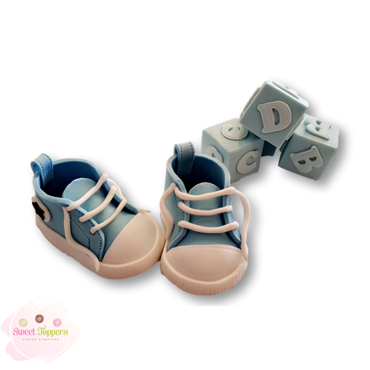 Baby Converse booties and blocks