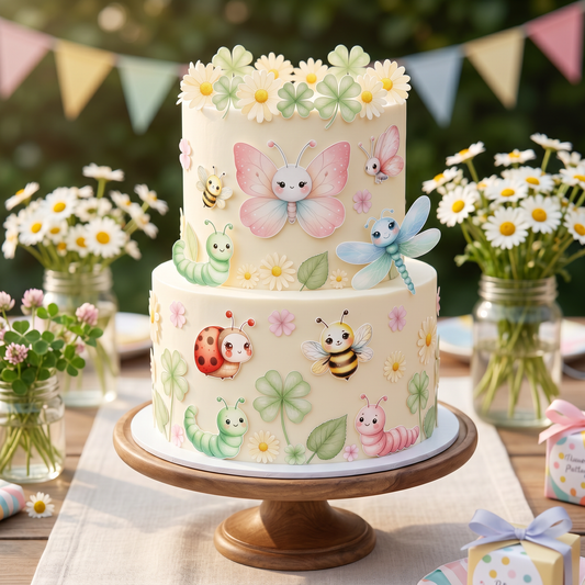 Cute Bug garden - pre-cut edible icing stickers