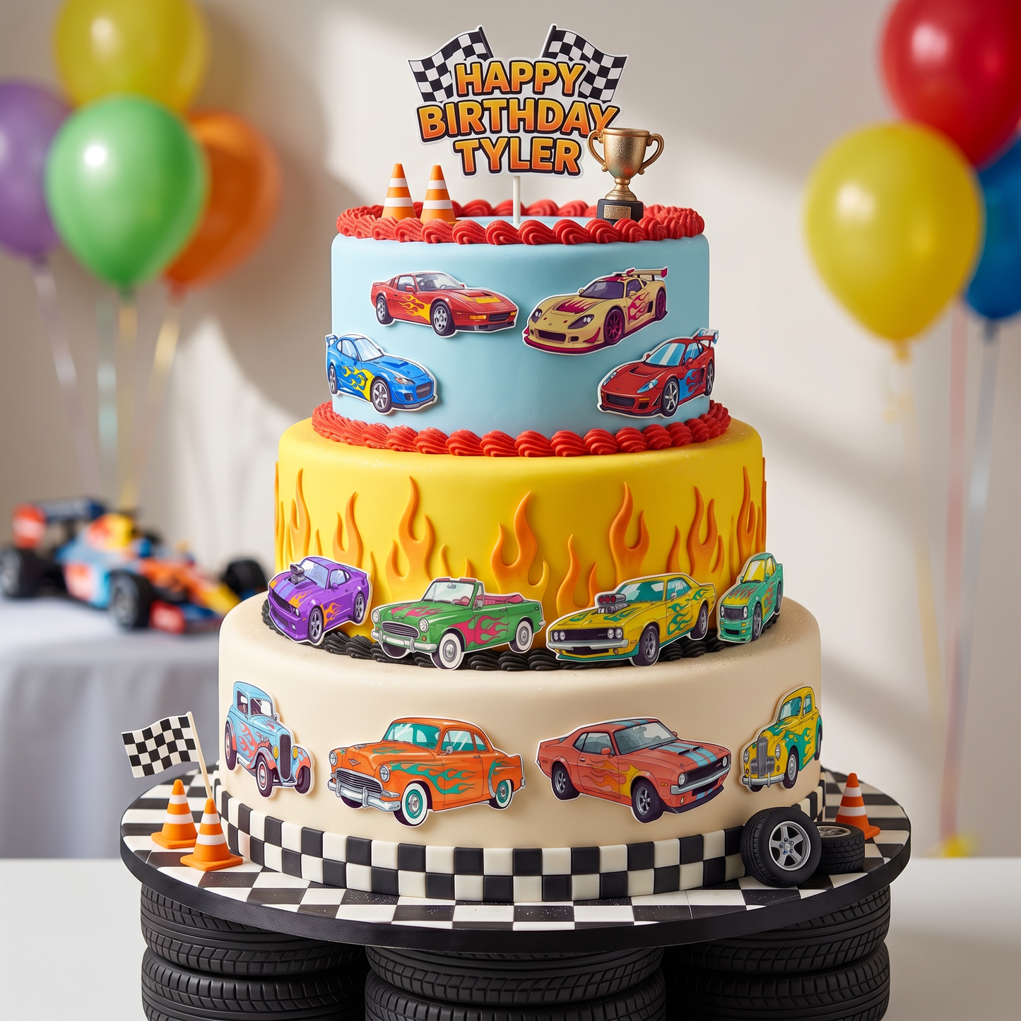 Hot rod cars edible icing stickers