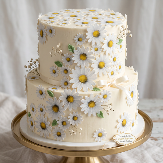 35 Pre-cut edible wafer Daisies