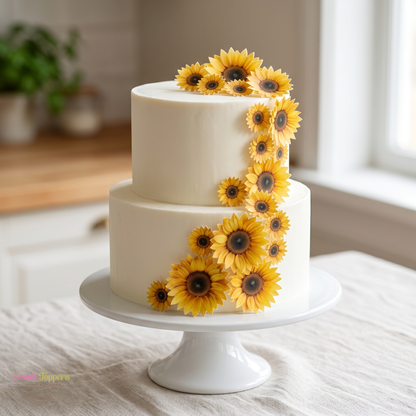 25 Pre-cut edible wafer Sunflowers