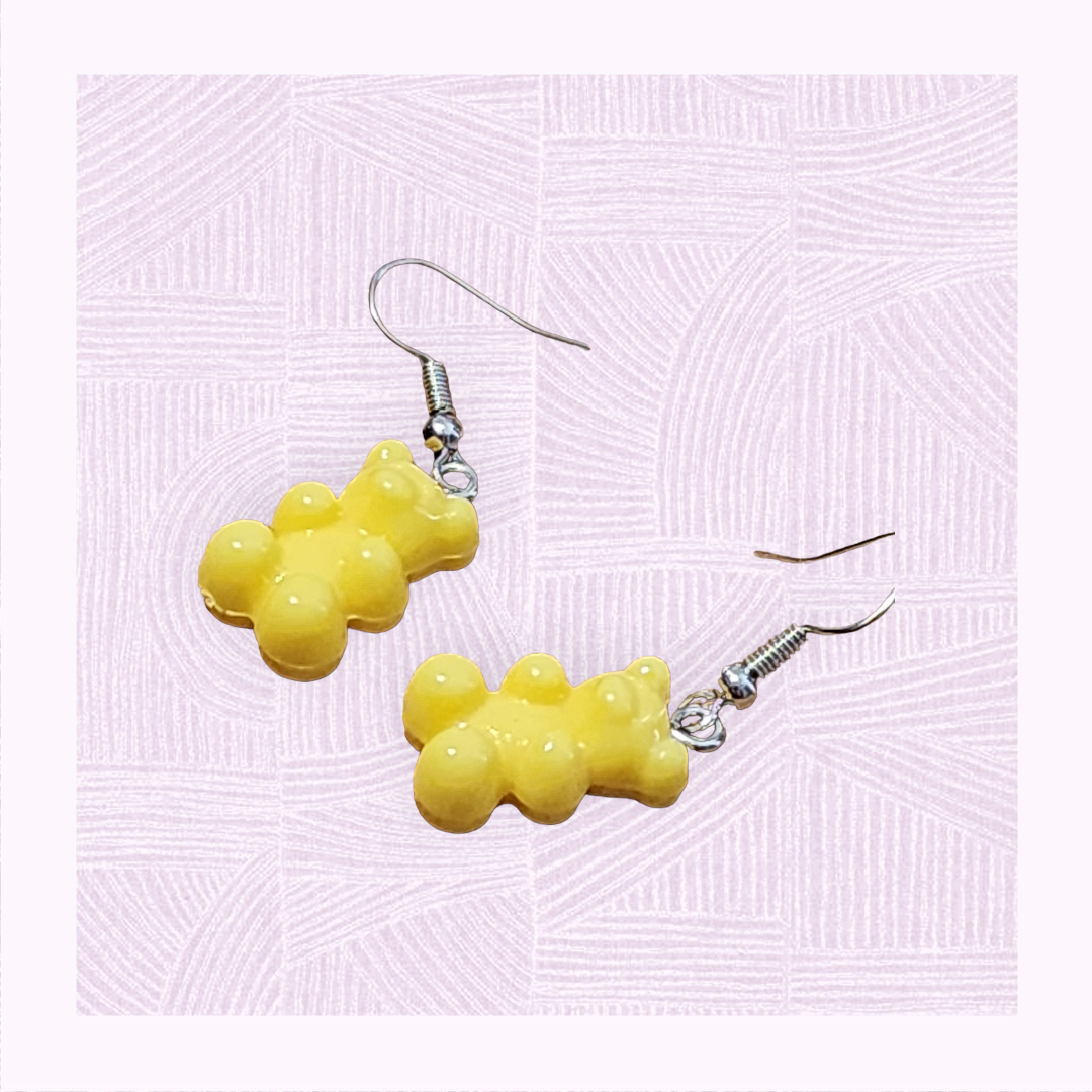Gummi bear cream drop earrings