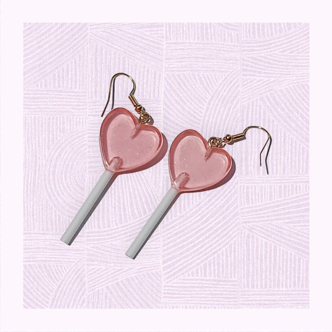 Heart candy pop dangle earrings