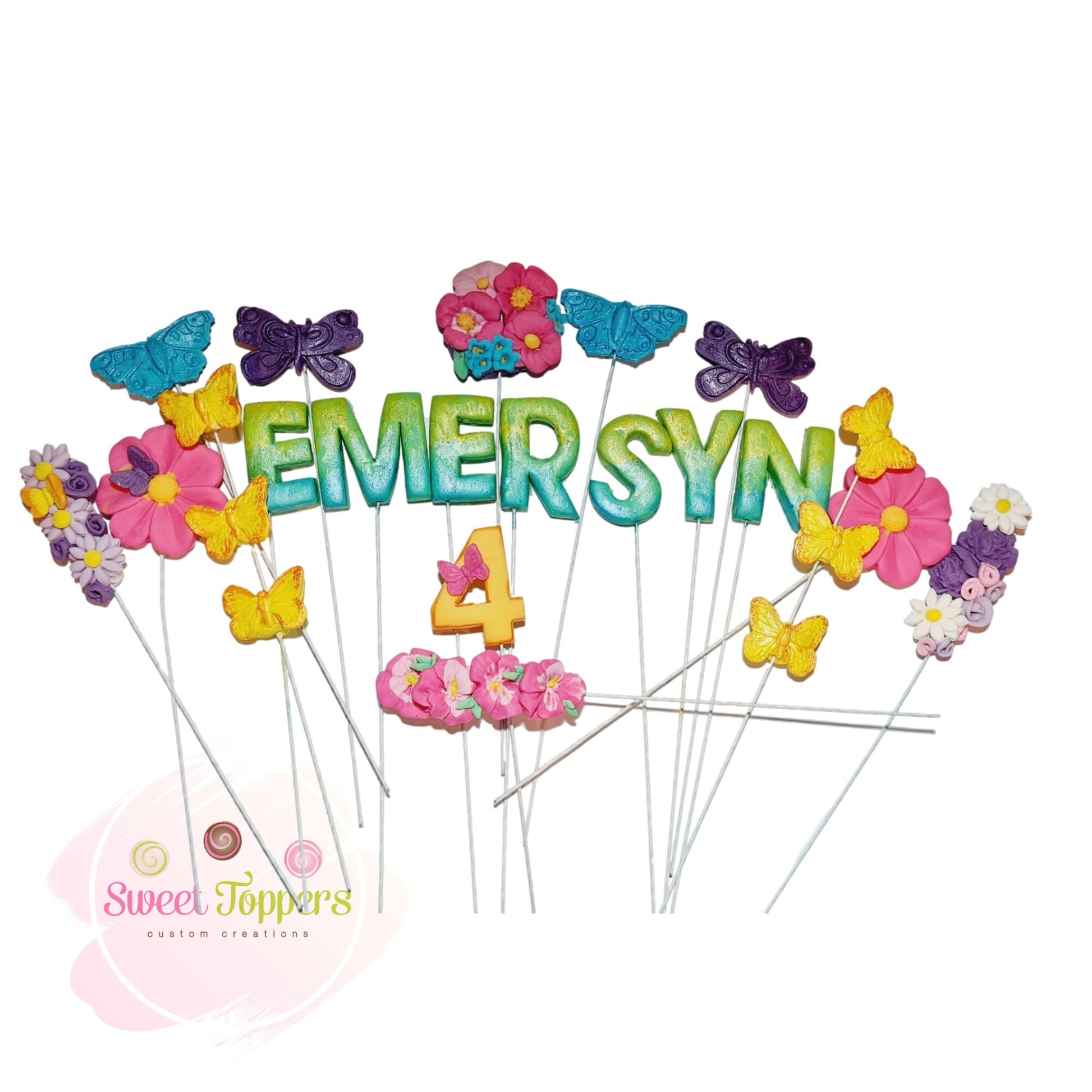 Enchanto Inspired fondant floating topper set, edible custom name toppers